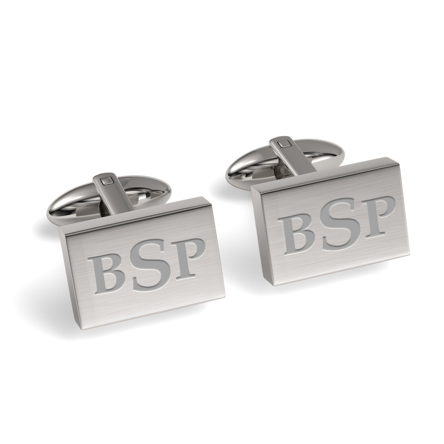 Engraved Monogram Initials Rectangle Cufflinks