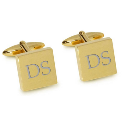 Two Initials Engraved Cufflinks in Gold