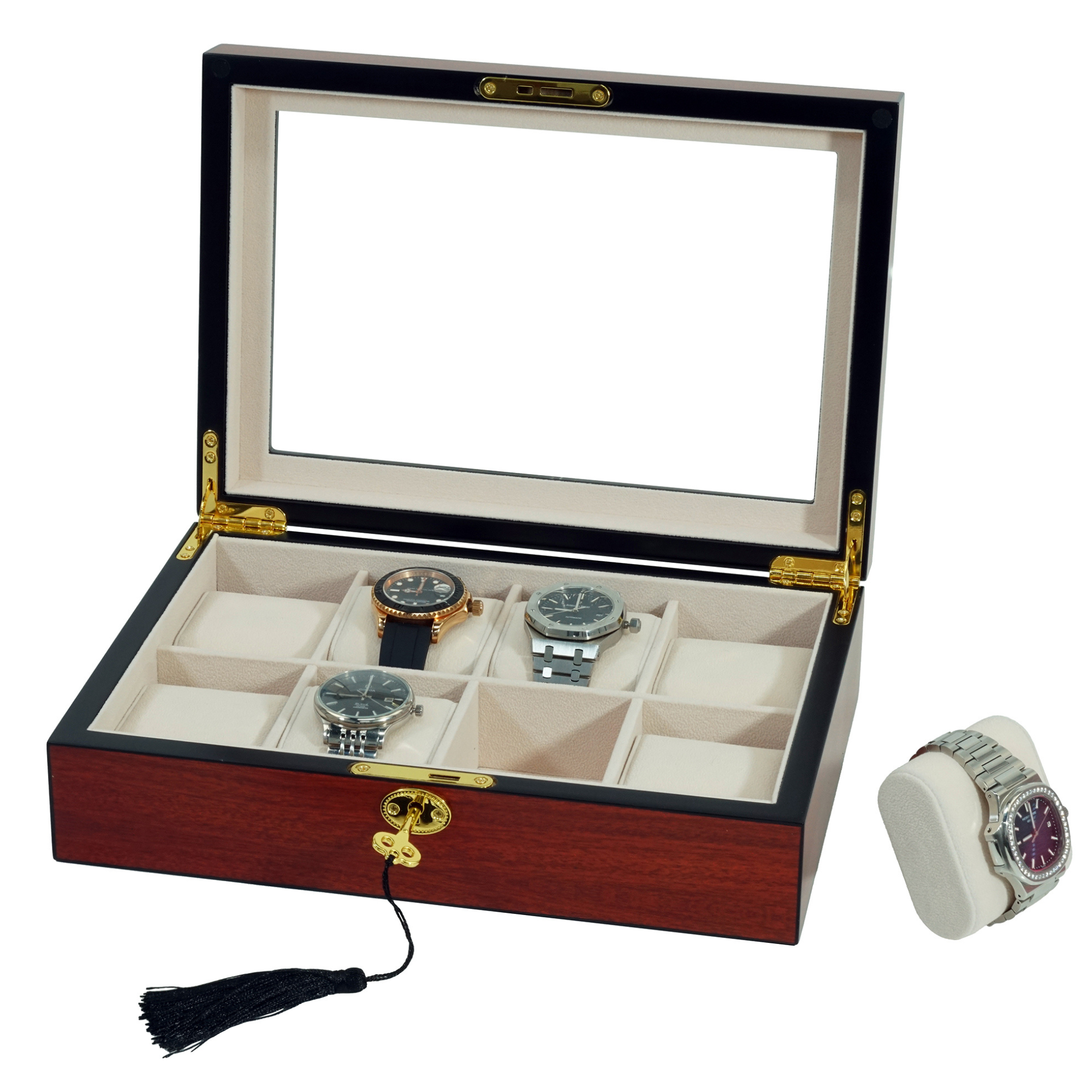 Cherry Wooden Watch Box for 8 Watches