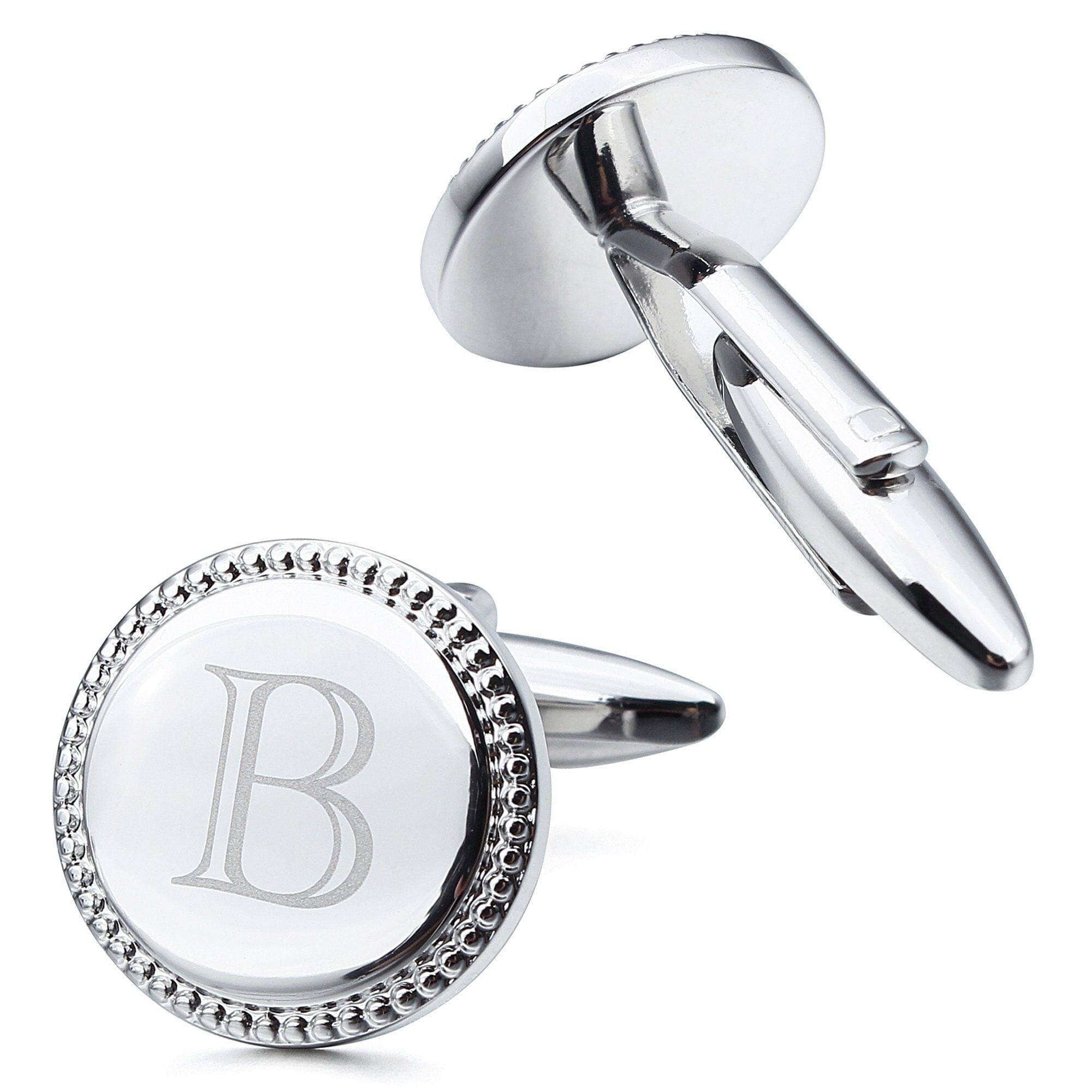 Personalised Silver Initial Round Cufflinks