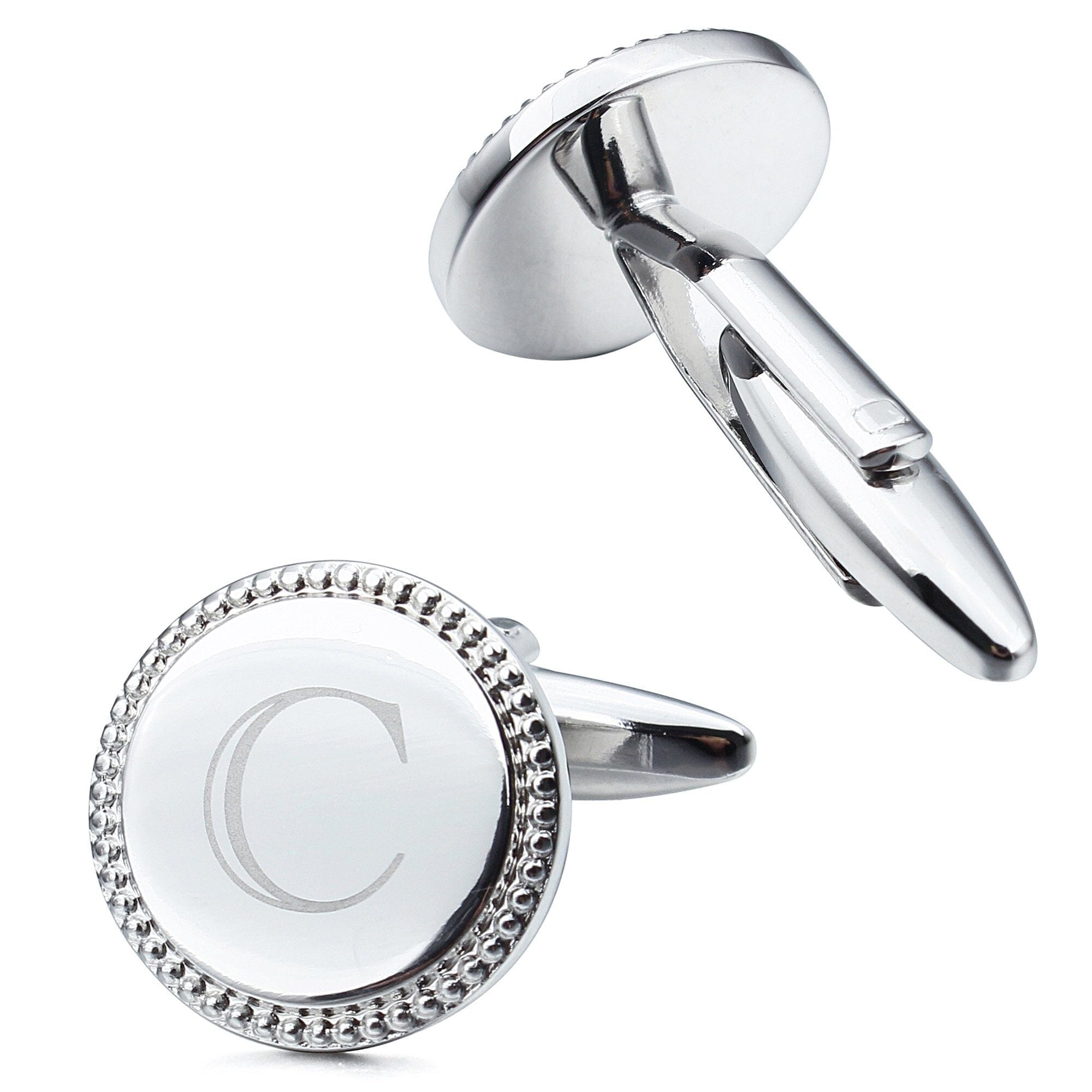 Personalised Silver Initial Round Cufflinks