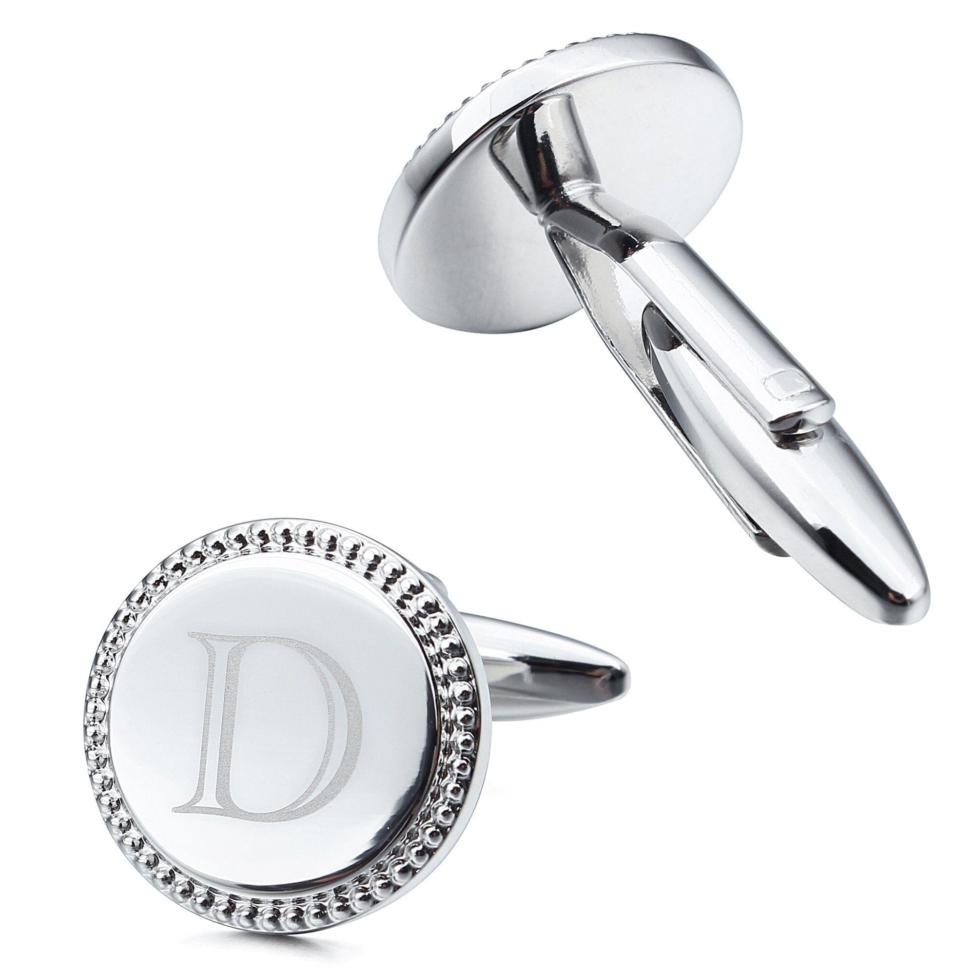 Personalised Silver Initial Round Cufflinks