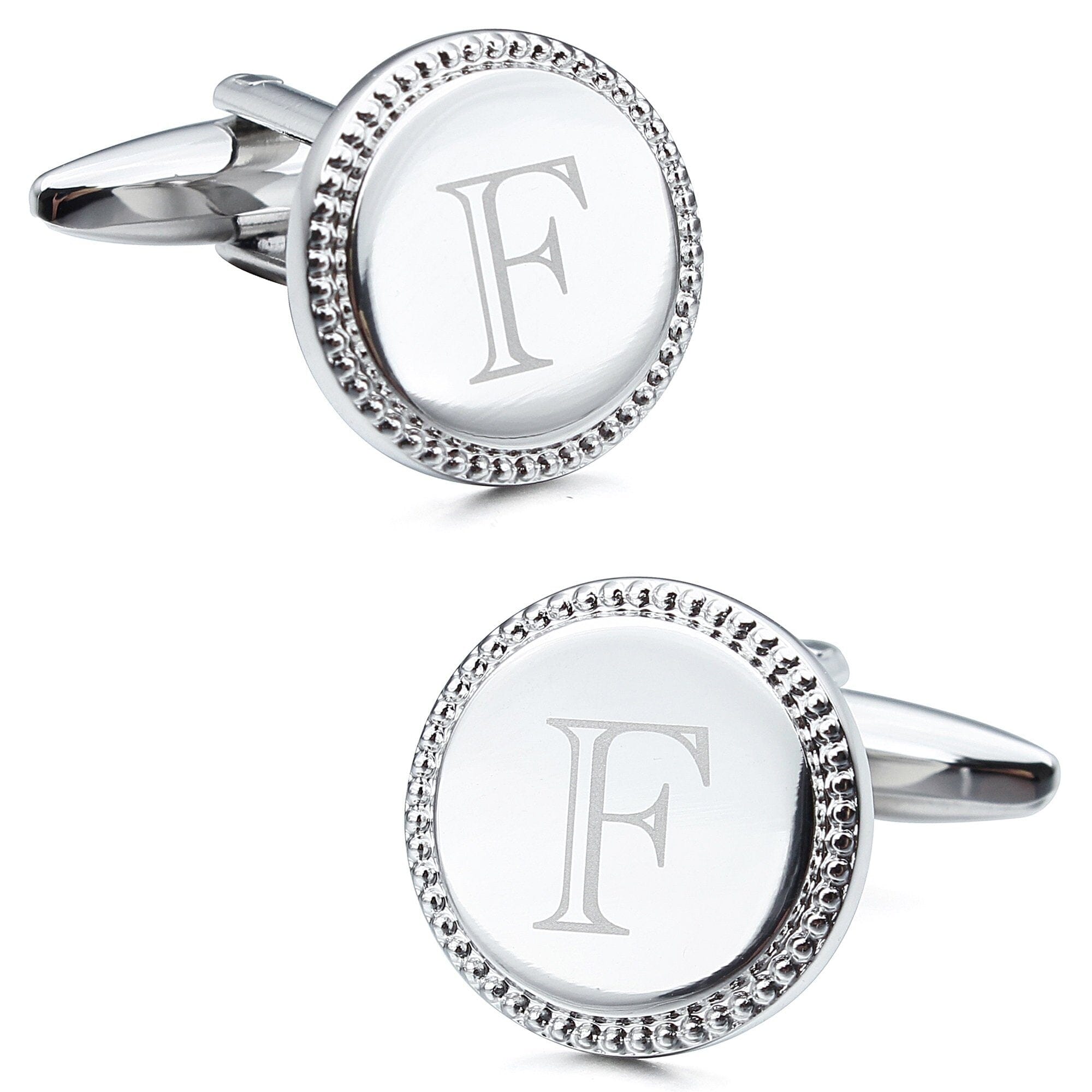 Personalised Silver Initial Round Cufflinks