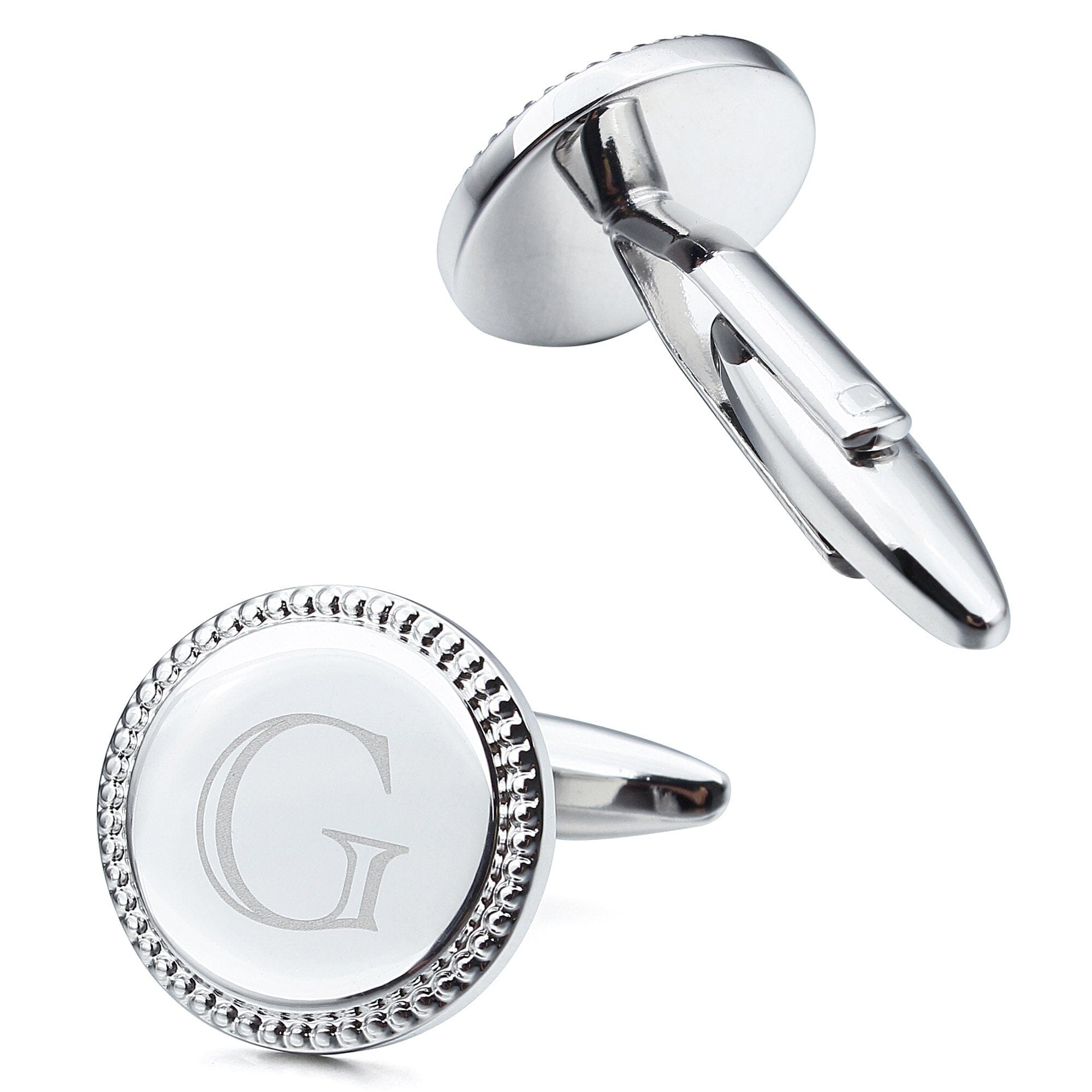 Personalised Silver Initial Round Cufflinks