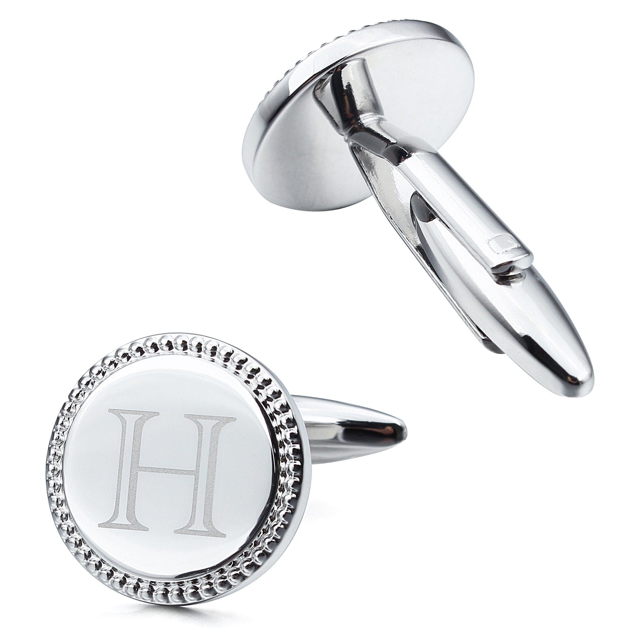 Personalised Silver Initial Round Cufflinks