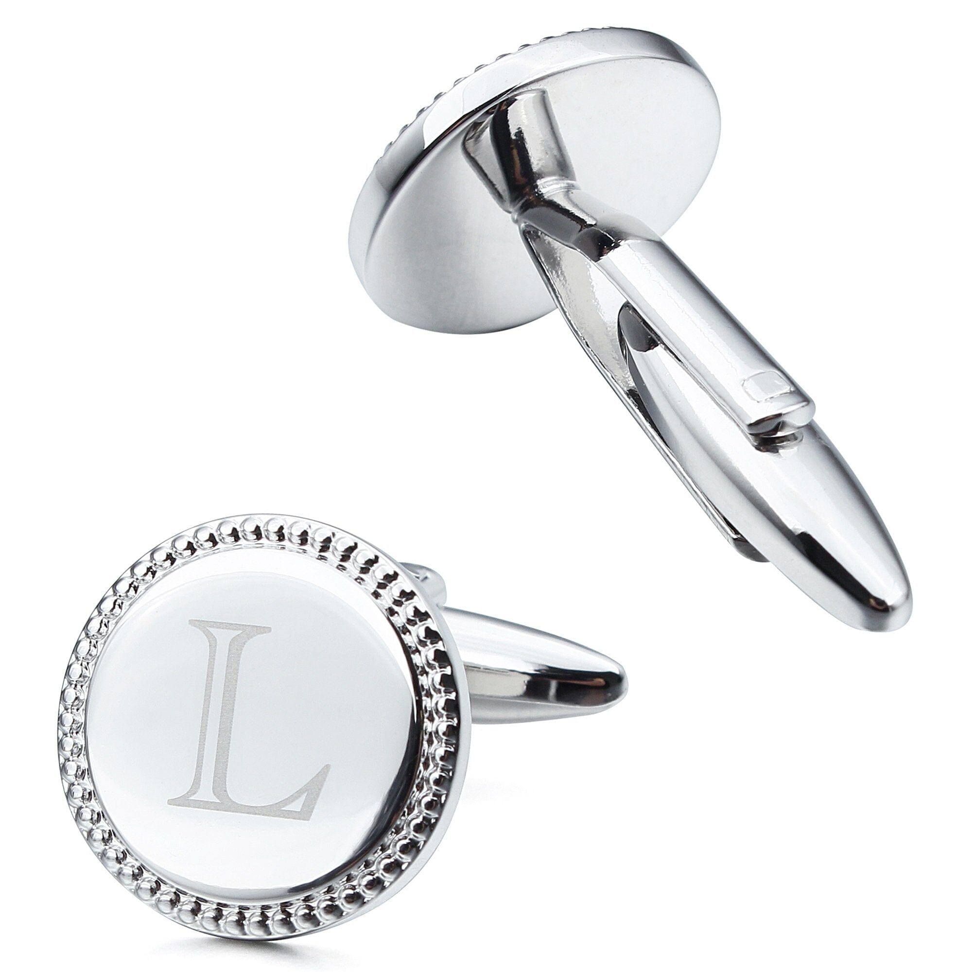 Personalised Silver Initial Round Cufflinks