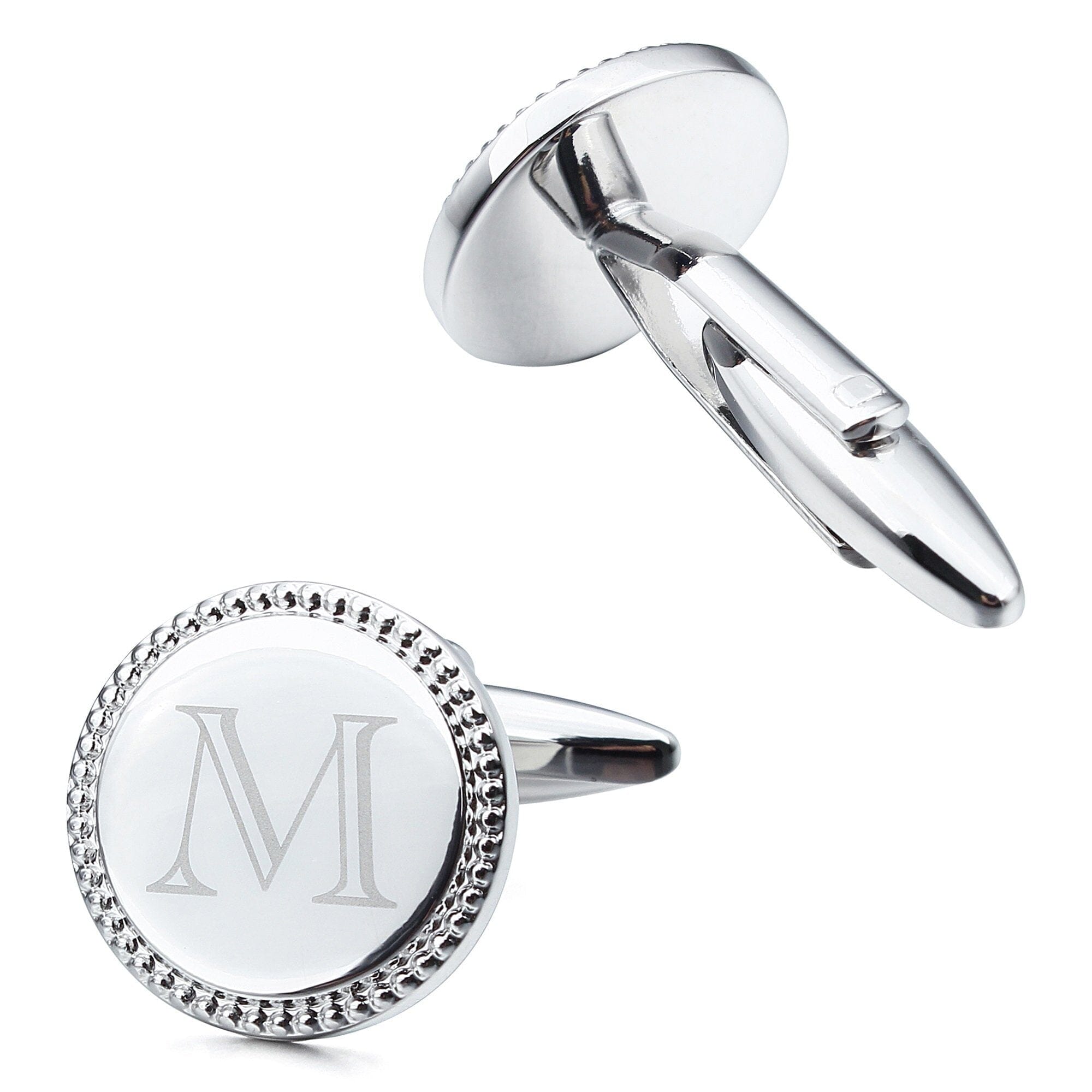 Personalised Silver Initial Round Cufflinks