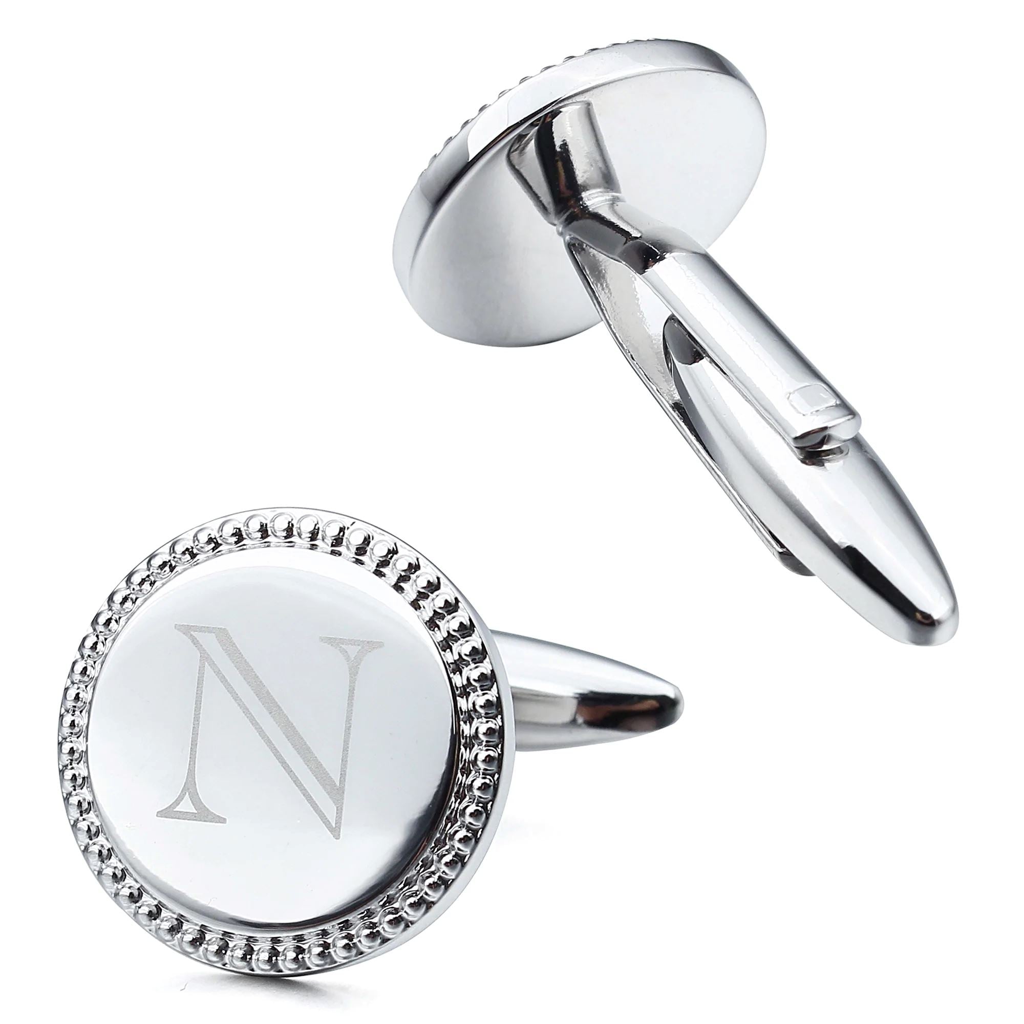 Personalised Silver Initial Round Cufflinks