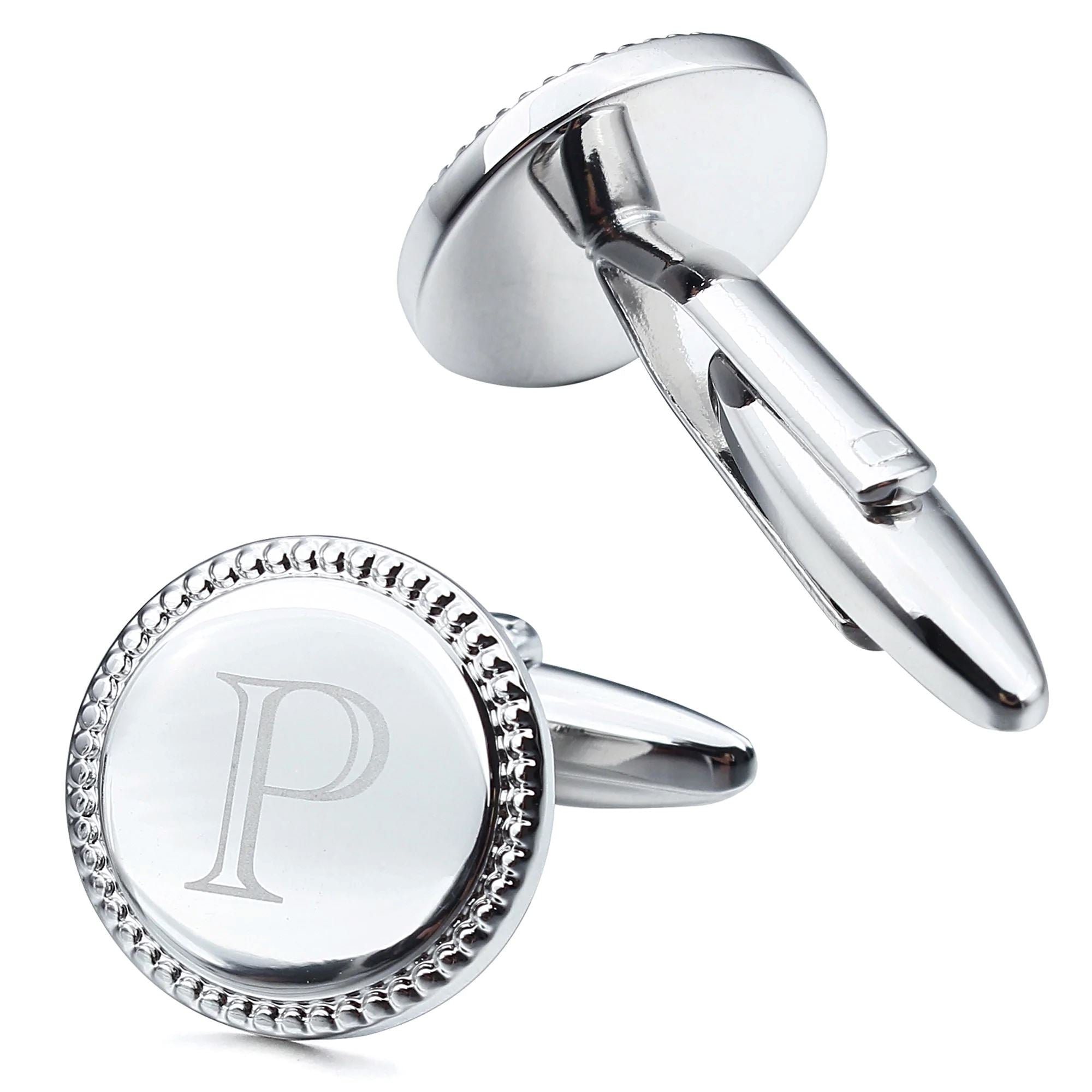 Personalised Silver Initial Round Cufflinks
