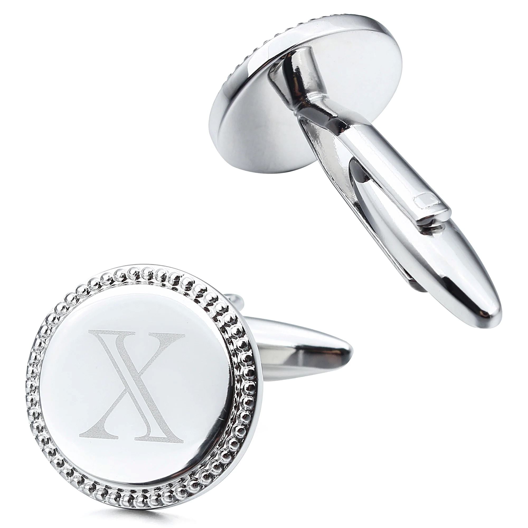 Personalised Silver Initial Round Cufflinks