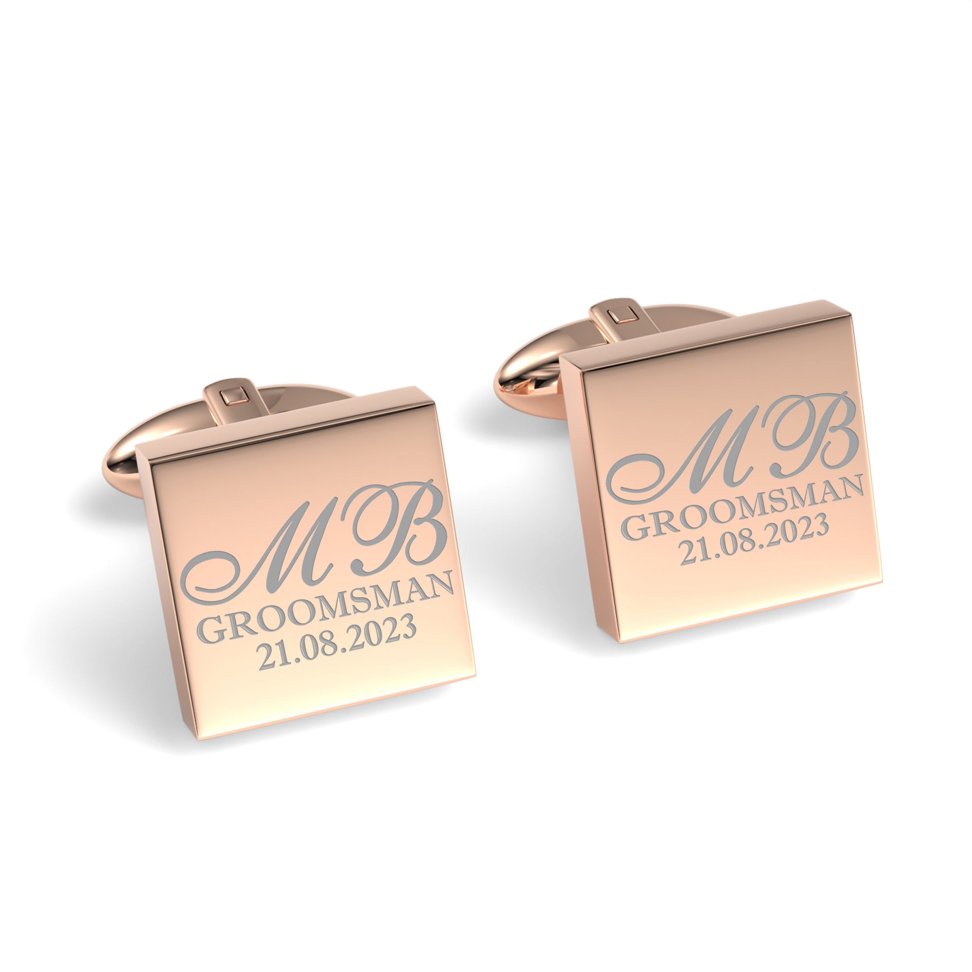 Initials with Wedding Role + Date Engraved Cufflinks