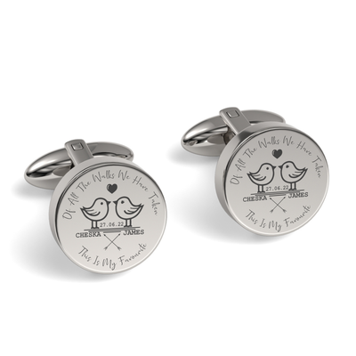 Of All The Walks We've Taken Engraved Cufflinks in Silver