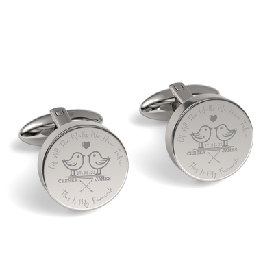 Of All The Walks We've Taken Engraved Cufflinks in Silver