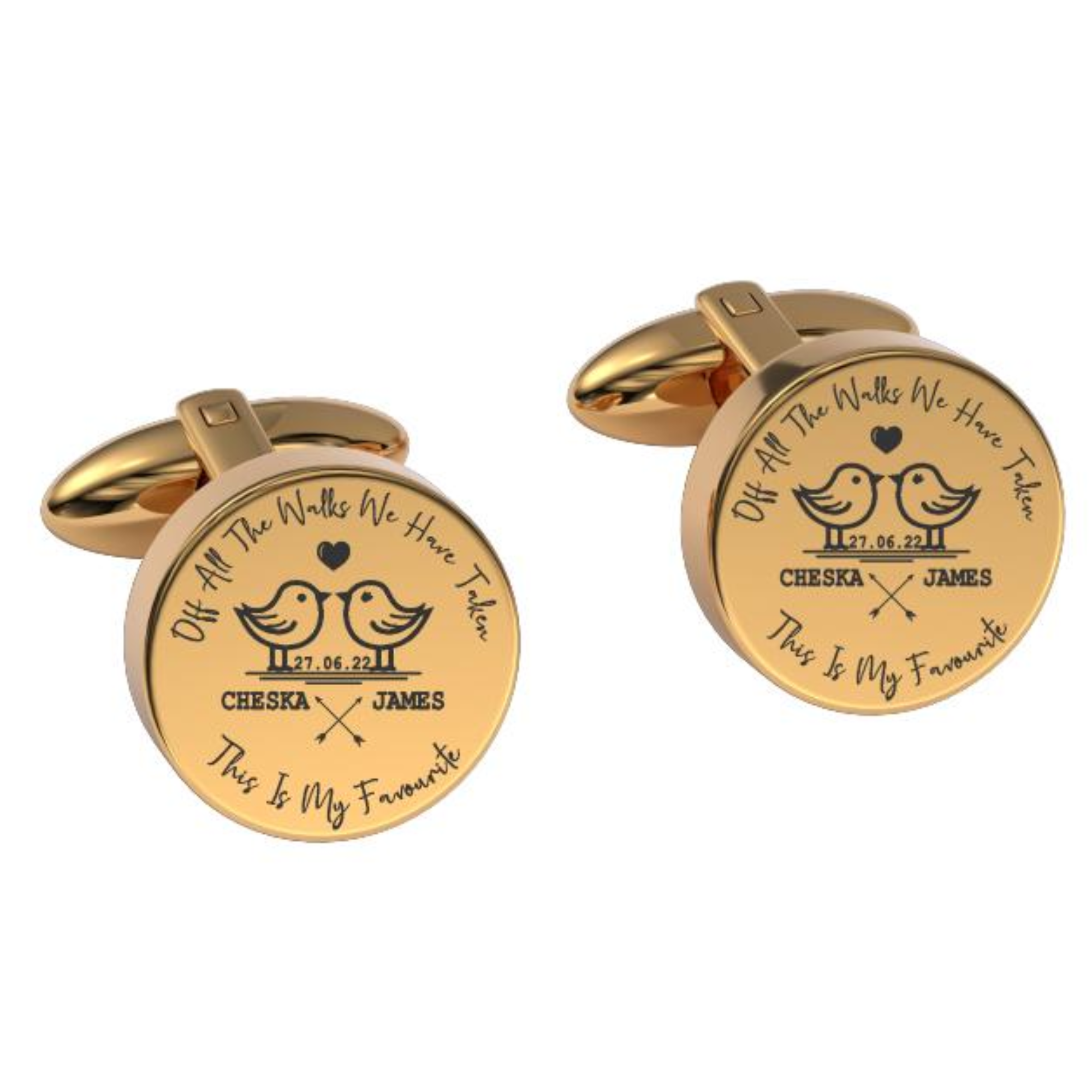 Of All The Walks We've Taken Engraved Cufflinks in Gold