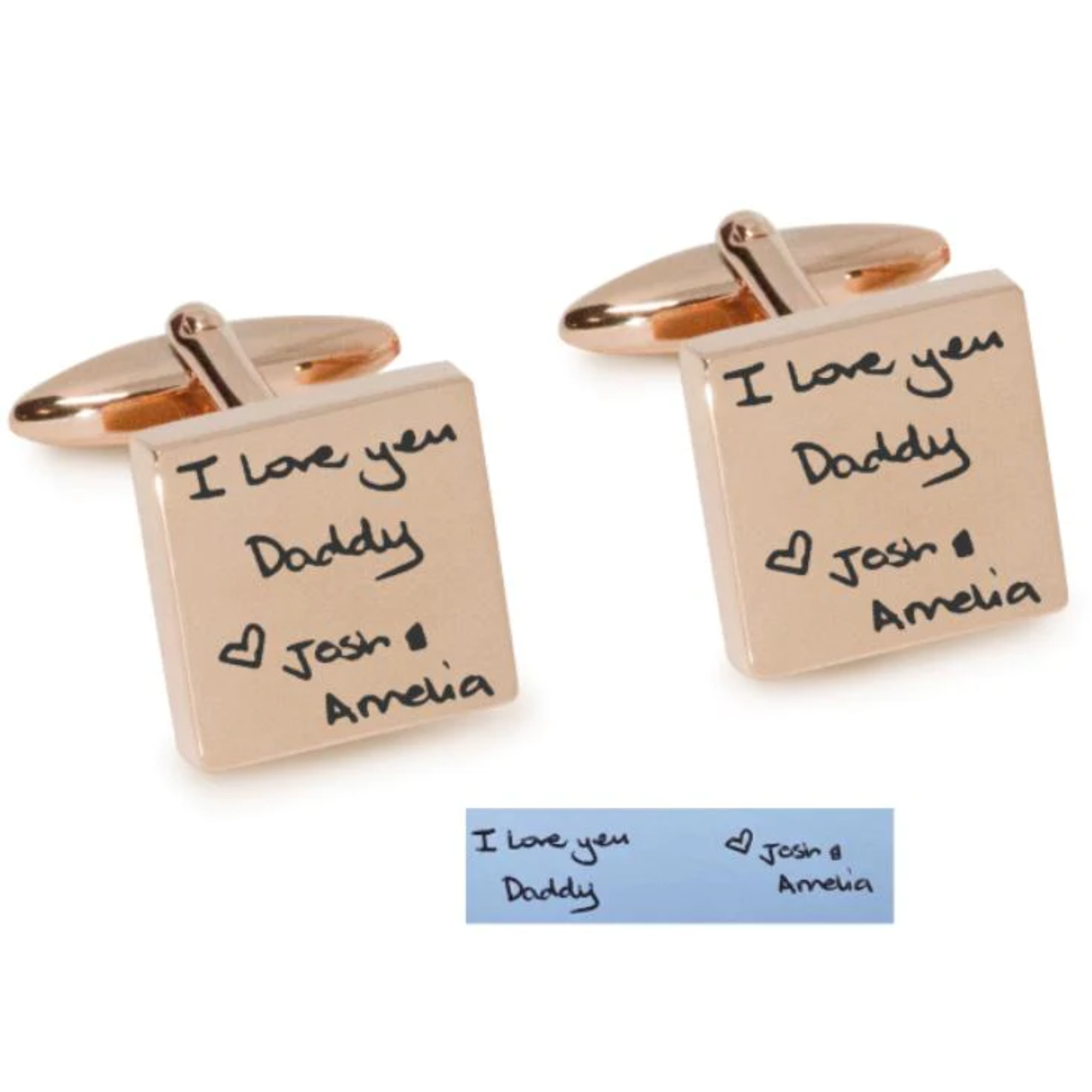 Own Handwriting Custom Engraved Cufflinks in Rose Gold