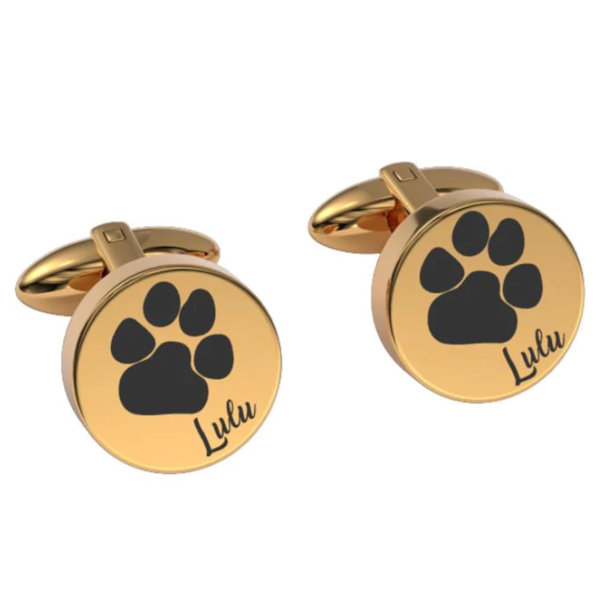 Pets Paw Print Engraved Cufflinks in Gold