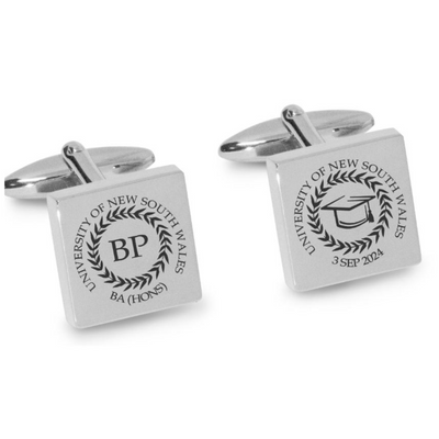 Personalised Graduation Engraved Cufflinks in Silver
