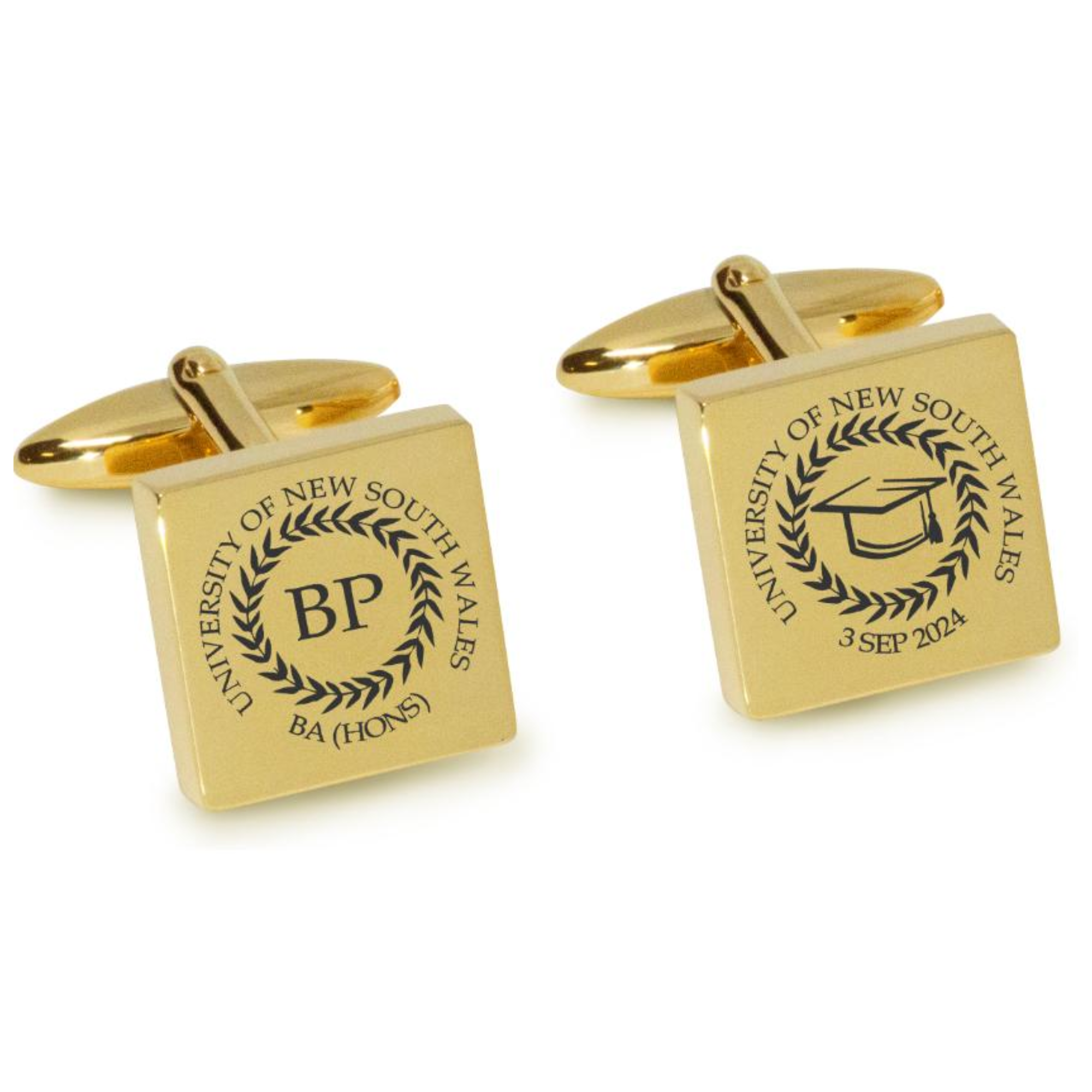 Personalised Graduation Engraved Cufflinks in Gold