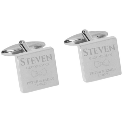 The Jones Engraved Wedding Cufflinks in Silver