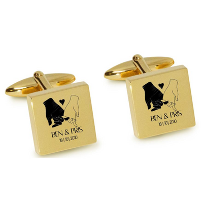 The Promise Engraved Cufflinks in Gold
