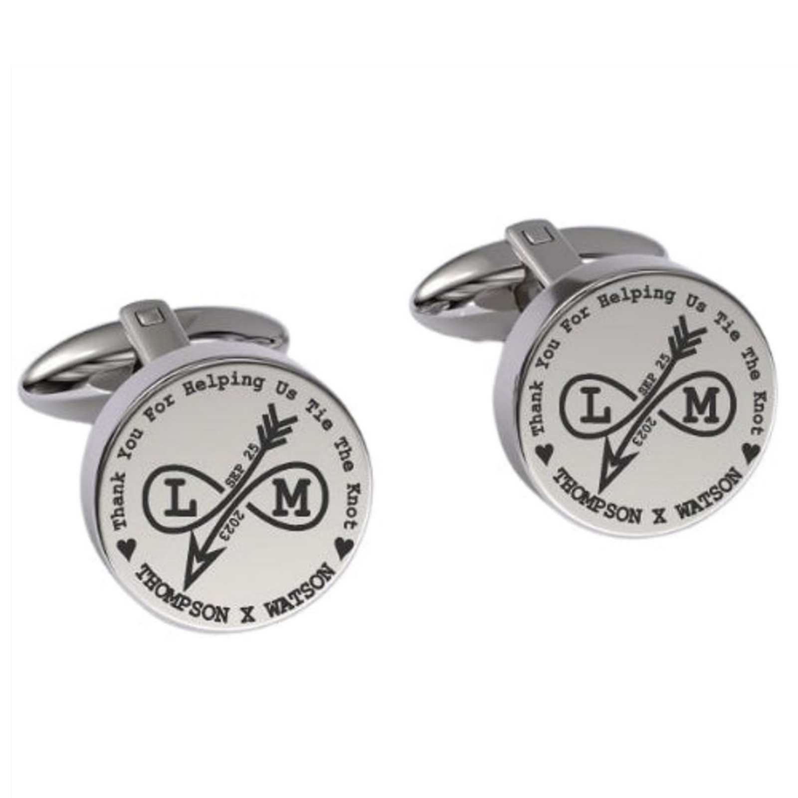Tying The Knot Engraved Cufflinks in Silver