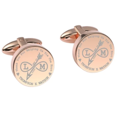 Tying The Knot Engraved Cufflinks in Rose Gold