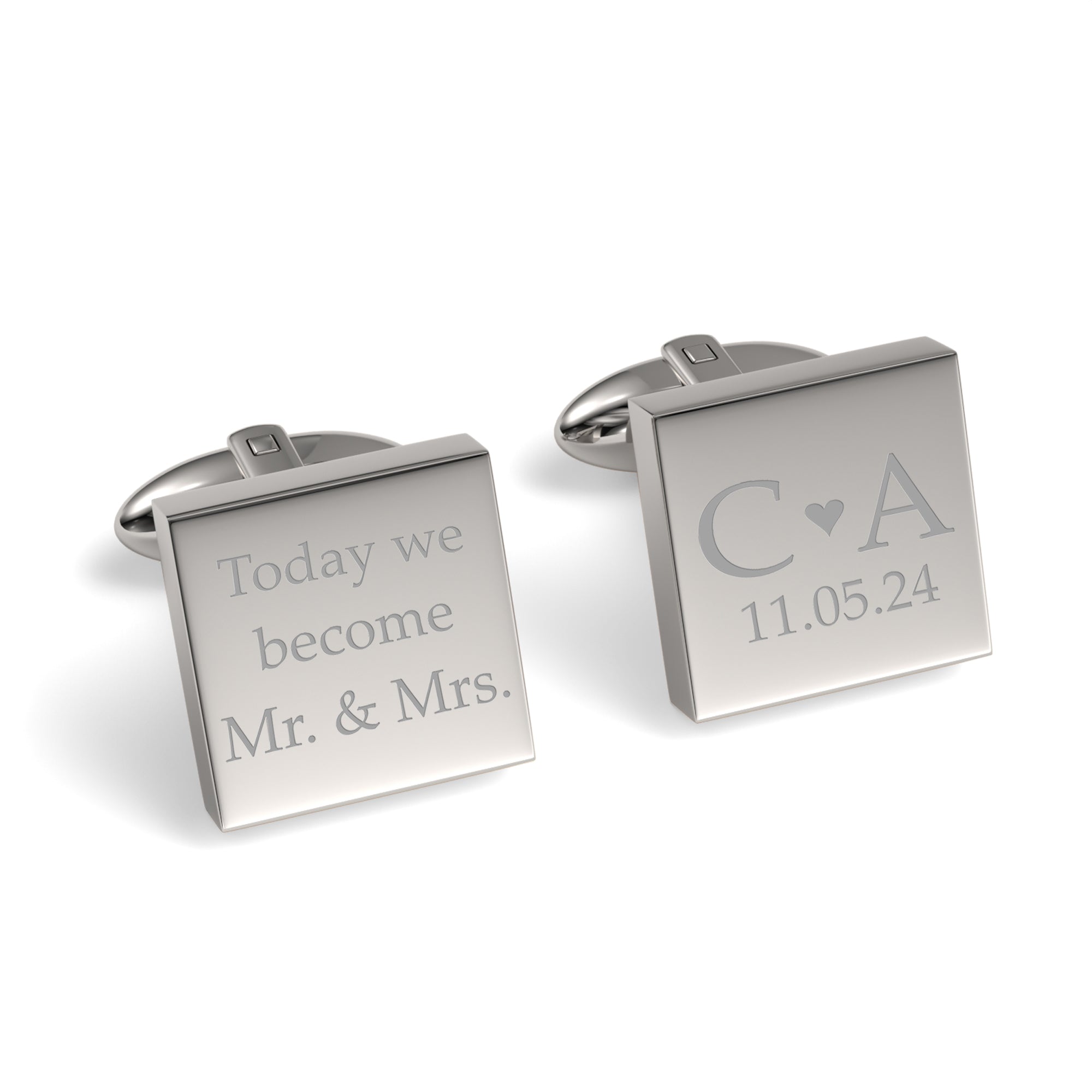 Today We Become Initials Date Engraved Square Cufflinks