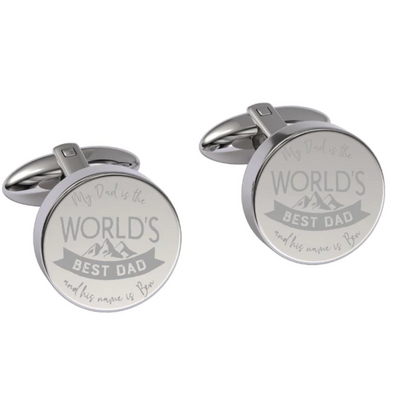 World Best Dad Engraved Cufflinks in Silver