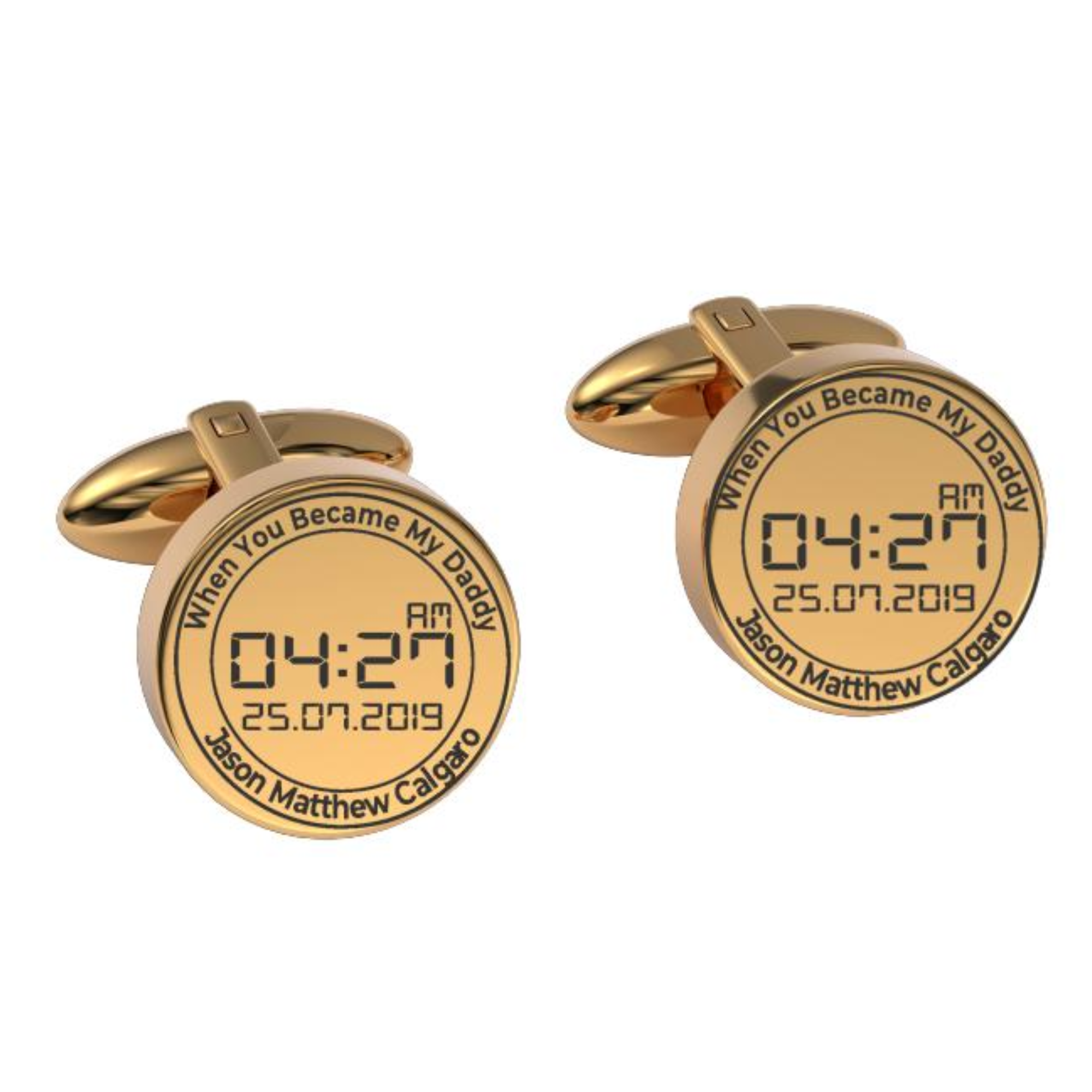 When You Became My Daddy Engraved Cufflinks in Gold