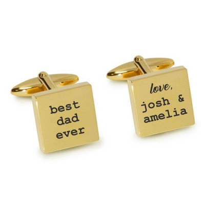 Best Dad Ever with Love Engraved Cufflinks in Gold