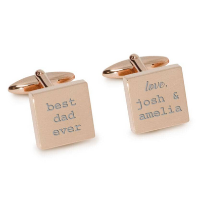 Best Dad Ever with Love Engraved Cufflinks in Rose Gold