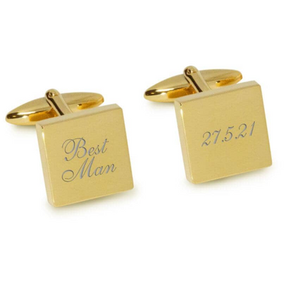 Best Man Wedding Date Engraved Cufflinks in Gold