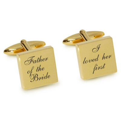 Father of the Bride Loved Her First Engraved Wedding Cufflinks in Gold