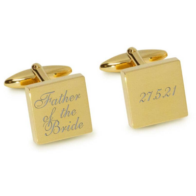 Father of the Bride Wedding Date Engraved Cufflinks in Gold
