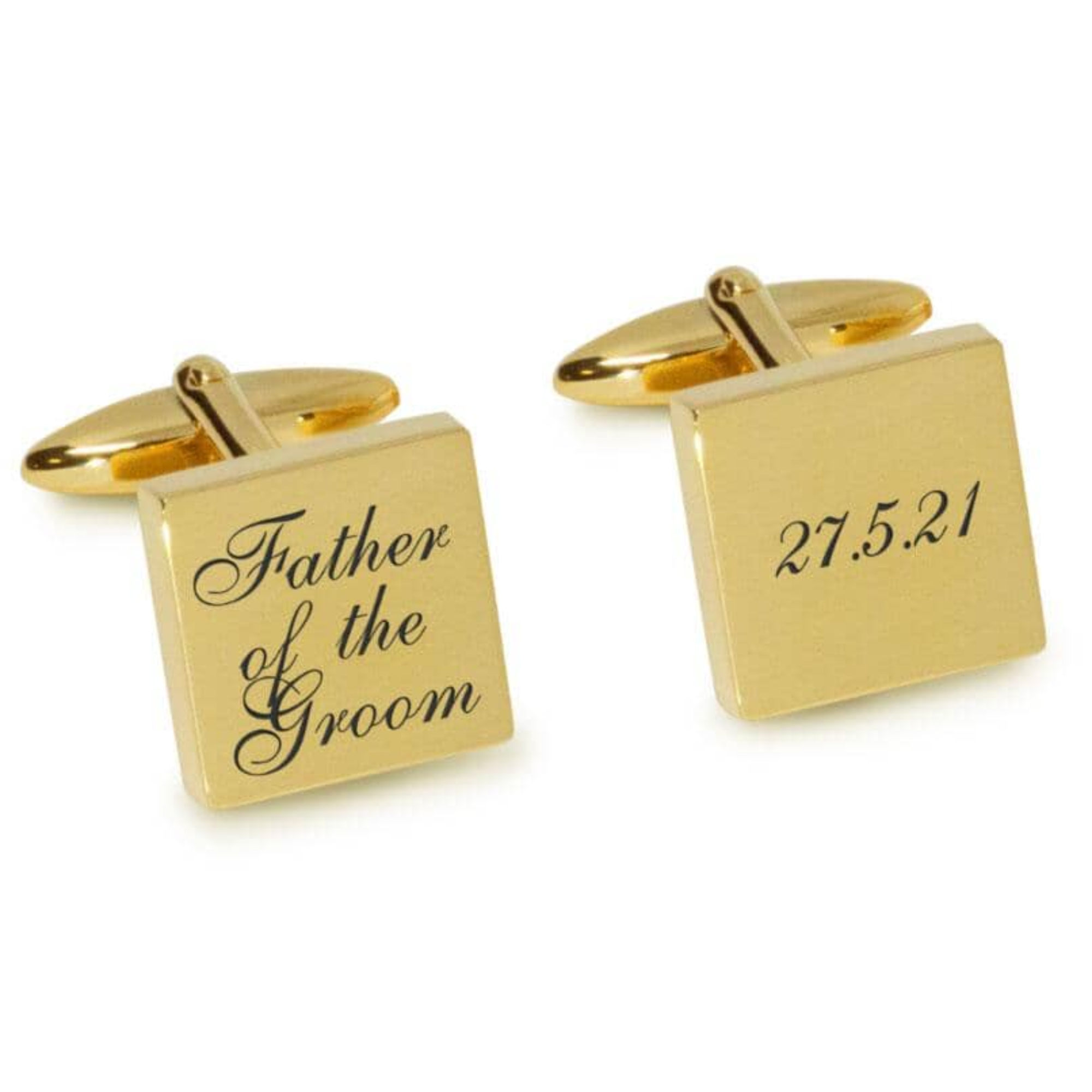Father of the Groom Wedding Date Engraved Cufflinks in Gold