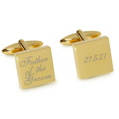 Father of the Groom Wedding Date Engraved Cufflinks in Gold