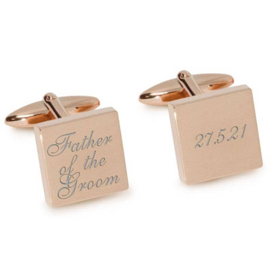 Father of the Groom Wedding Date Engraved Cufflinks in Rose Gold