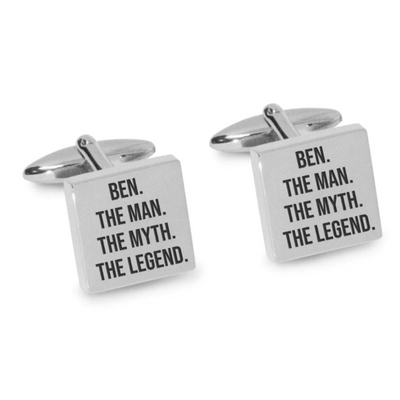 The Man The Myth The Legend Engraved Cufflinks in Silver