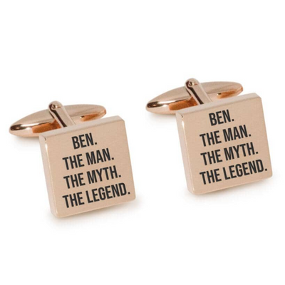 The Man The Myth The Legend Engraved Cufflinks in Rose Gold