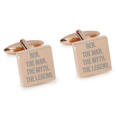 The Man The Myth The Legend Engraved Cufflinks in Rose Gold
