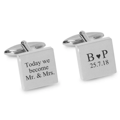 Today We Become Initials Date Engraved Cufflinks in Silver