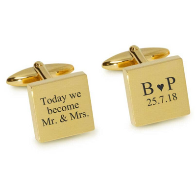 Today We Become Initials Date Engraved Cufflinks in Gold