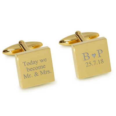 Today We Become Initials Date Engraved Cufflinks in Gold