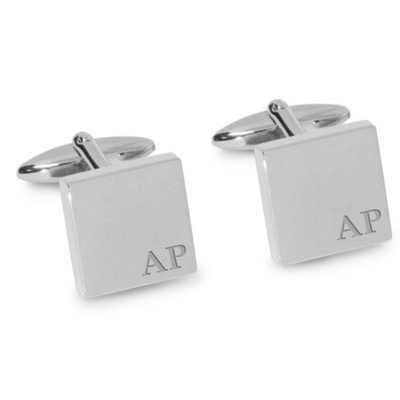 Initials Engraved Cufflinks in Silver