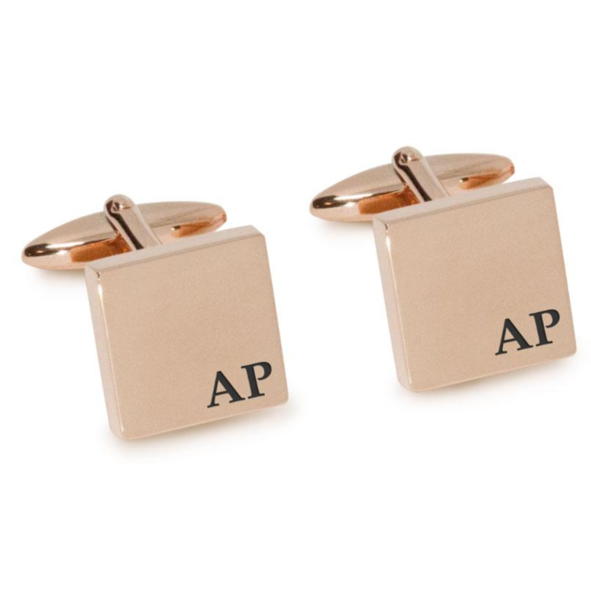 Initials Engraved Cufflinks in Rose Gold
