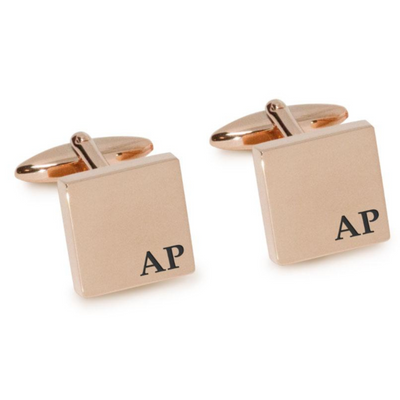 Initials Engraved Cufflinks in Rose Gold