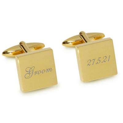 Groom Wedding Date Engraved Cufflinks in Gold