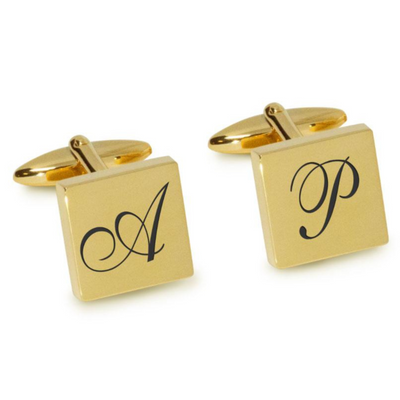 Large Initials Engraved Cufflinks in Gold