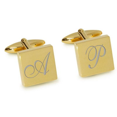 Large Initials Engraved Cufflinks in Gold