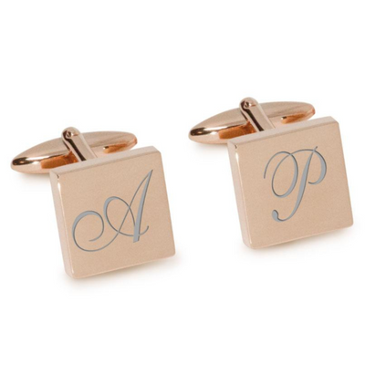 Large Initials Engraved Cufflinks in Rose Gold